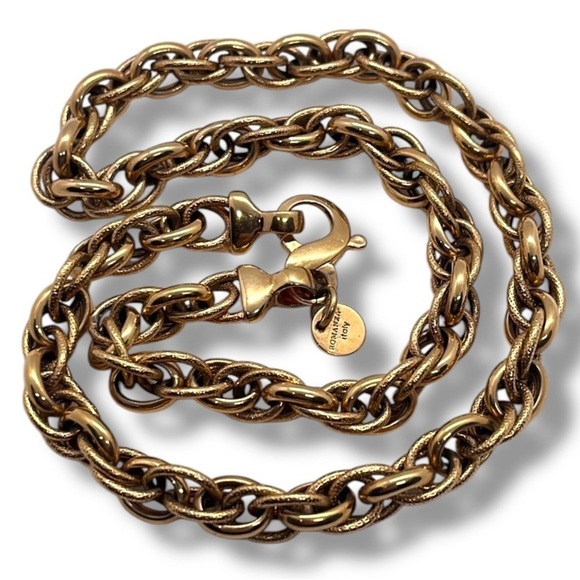 Romanza Italy Chunky Rolo Belcher Chain Gold Tone 18 Inch Necklace - Picture 2 of 11